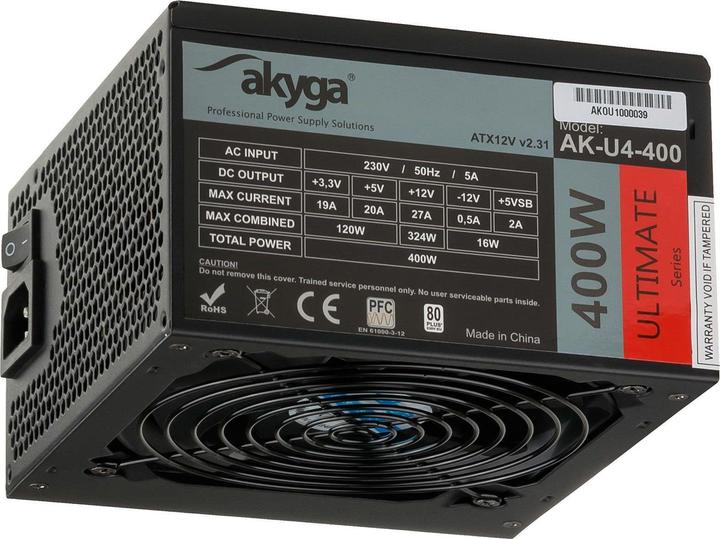 Produktbild Akyga Ultimate ATX Power Supply 400W AK-U4-400 80+Bronze Fan12cm P8 4xSATA PCI-E (400 W)