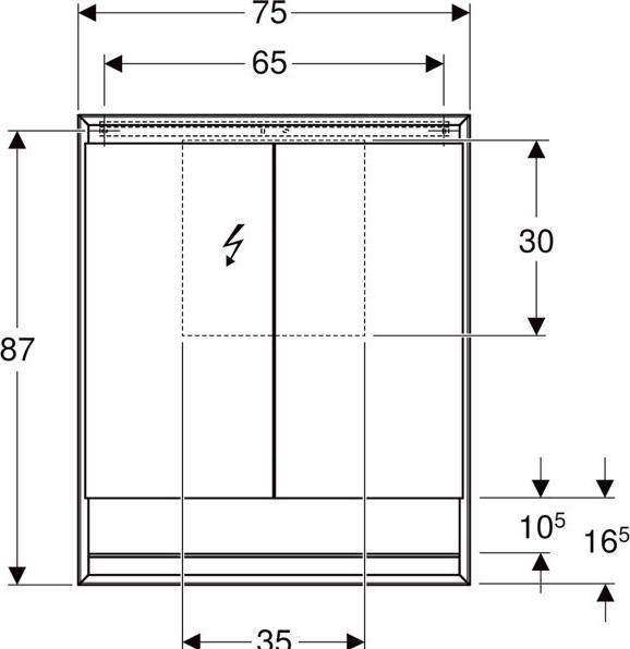 Actual product image Geberit ONE mirror cabinet with ComfortLight, 2 doors, surface mounted, with niche, 75x90x15cm, 505.