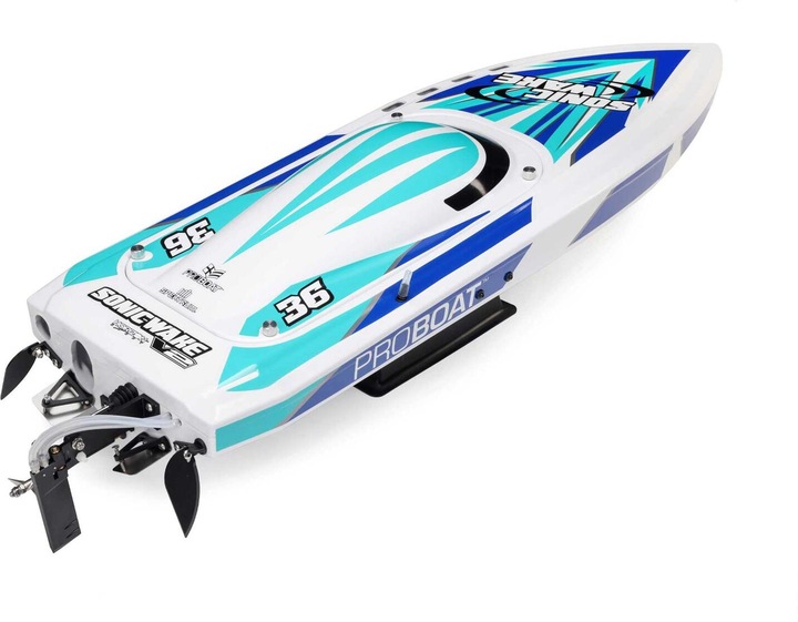 Actual product image ProBoat Sonicwake V2 36" Self-Righting Race Boat Brushless Deep-V RTR White/Blue