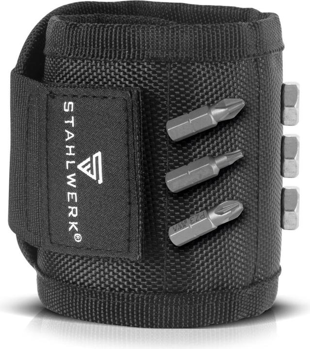 Image du produit Stahlwerk Bracelet magnétique pour les bricoleurs à domicile, avec fermeture velcro pour la fixation