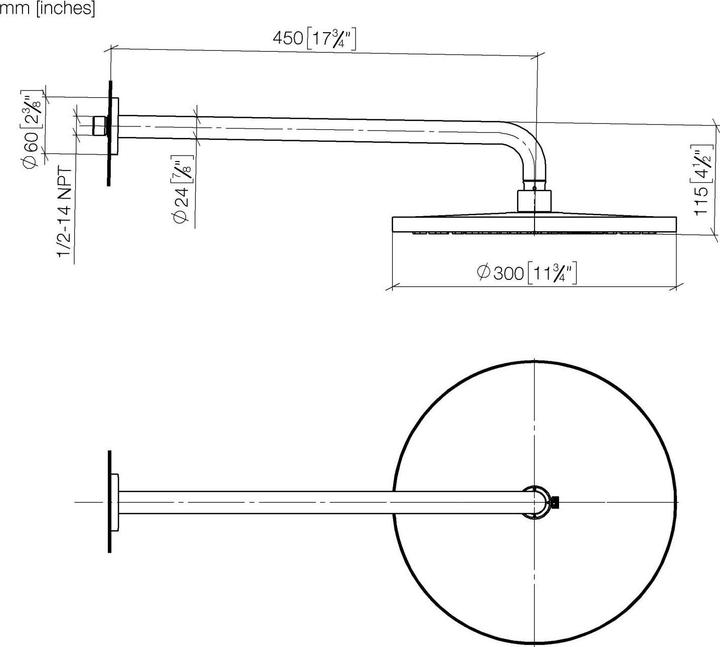 Actual product image Dornbracht Dornb rain shower with wall connection d= 300mm black matt (1 Beam type, 9 l/min)