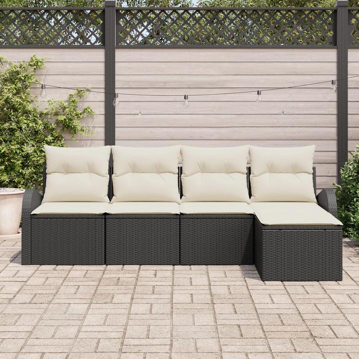 Image du produit vidaXL Canapé de jardin 5 pièces avec coussins Noir Poly Rattan