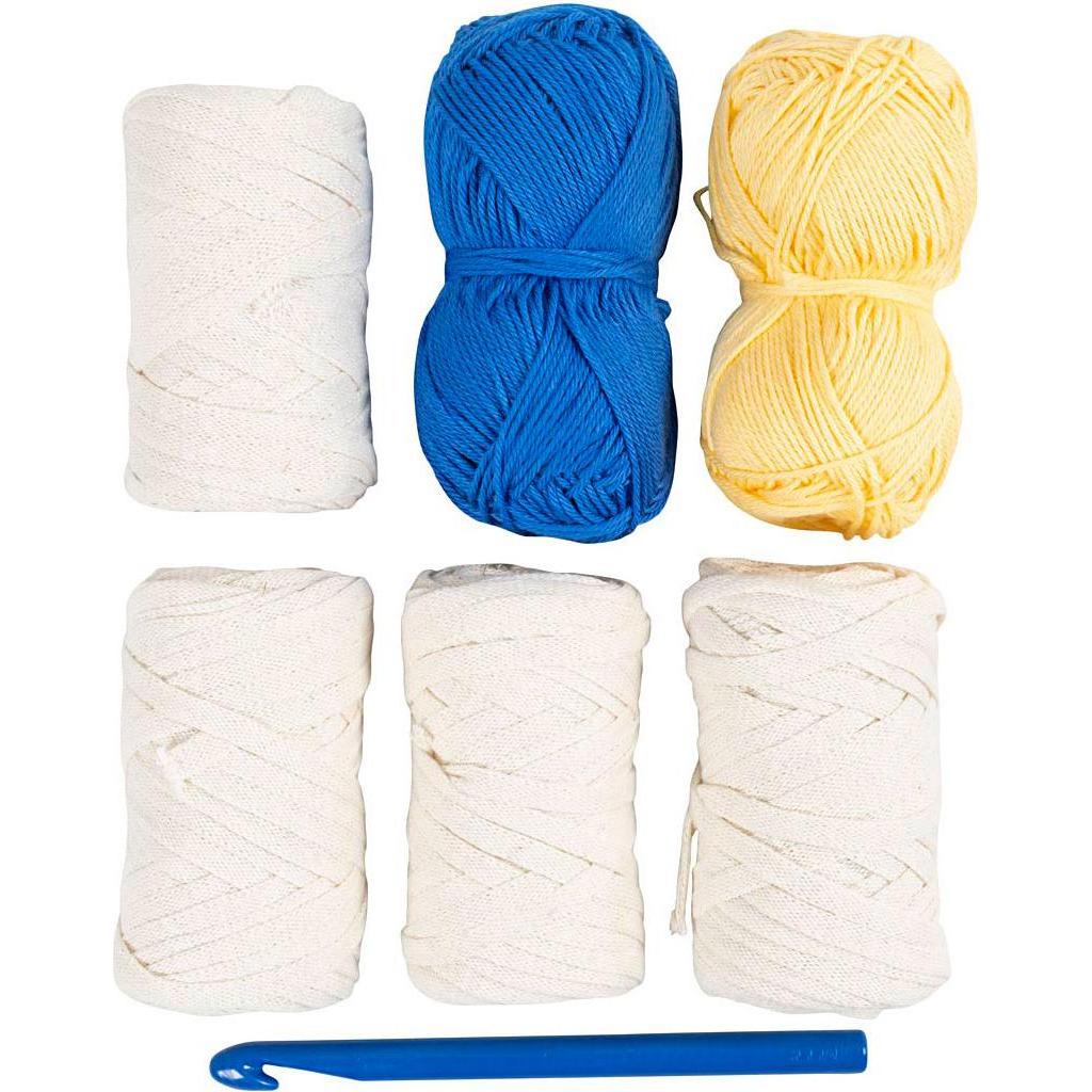 Thumbnail - Creativ Company Craft Kit - Crochet - Chunky Bucket Hat (977646), Handarbeitsset, Gelb, Blau