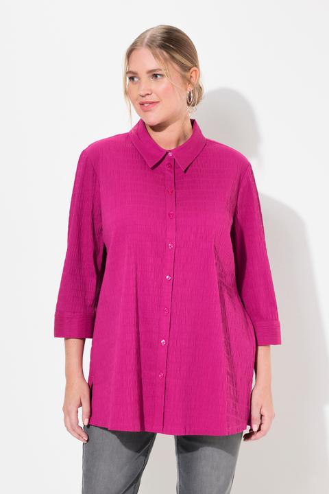 Actual product image Ulla Popken Bubble Texture Solid Button Front Stretch Blouse (42, 44)
