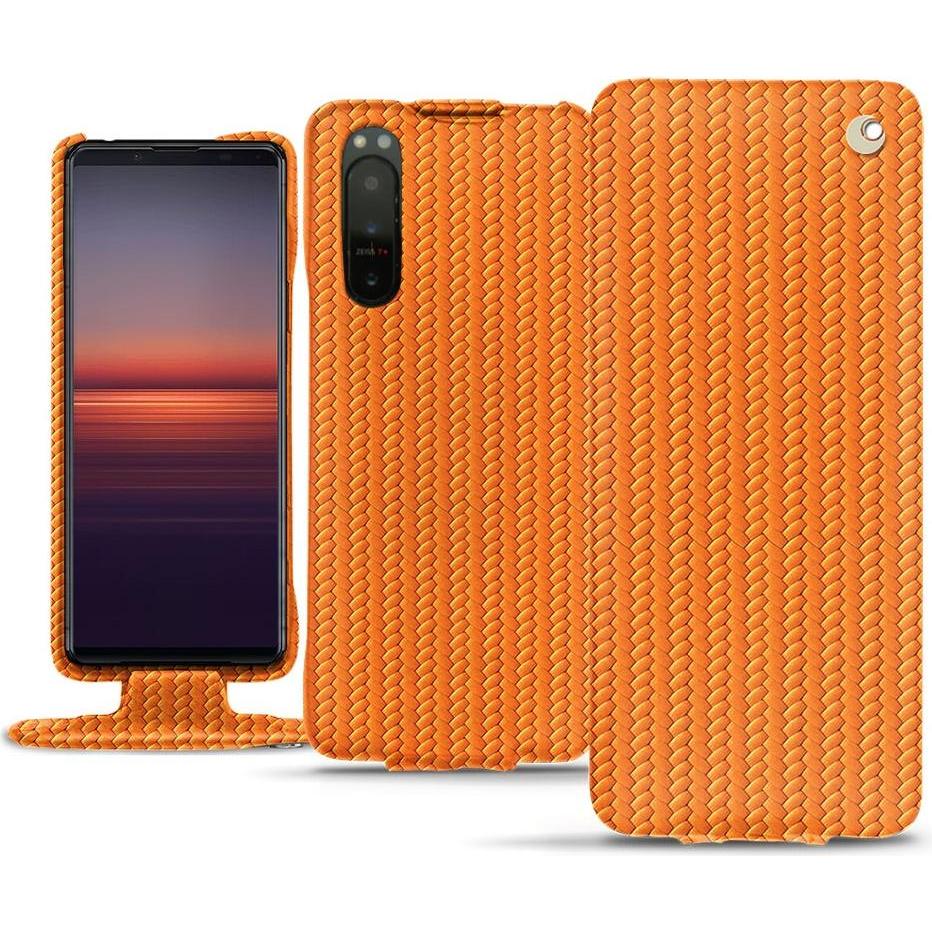 Noreve Lederschutzhülle vertikal (Sony Xperia 5 II), Smartphone Hülle, Orange