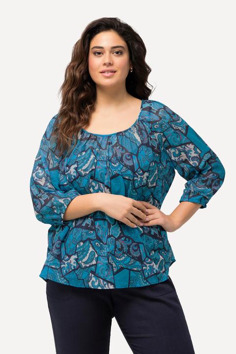 Immagine prodotto Ulla Popken Bluse, floraler Druck, Rundhals, Rücken-Bindeband (58)