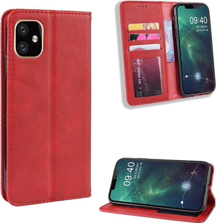 Produktbild Cover-Discount iPhone 12 / 12 Pro - Stand Flip Case Hülle rot (Apple iPhone 12, Apple iPhone 12 Pro)