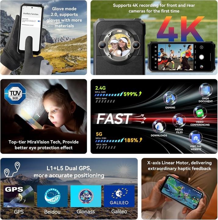 Image du produit Blackview BL9000 5G (Double Sim - Écran 6.78" - 512 Go, 12 Go RAM) Noir (512 Go, Noir, 6.78", Double SIM, 5G)