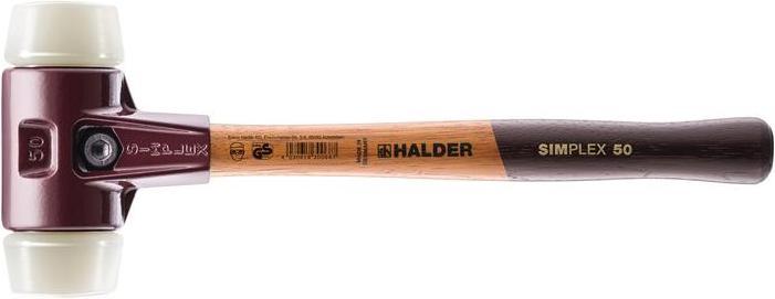 Actual product image Halder Soft faced hammer SIMPLEX length 300 mm head dm 30 mm hard wood nylon white (340 g)