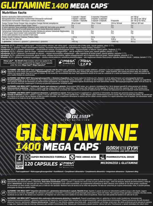 Produktbild Olimp Sport Nutrition Glutamine Mega Caps (120 Caps, 168g) (1 Stück, Kapseln, 187.80 g)