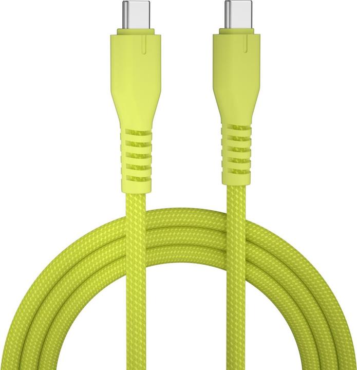Qualo nylon cable USB-C - USB-C 1.5m 3A yellow QKN-CC-05 (1.50 m, 60 W)