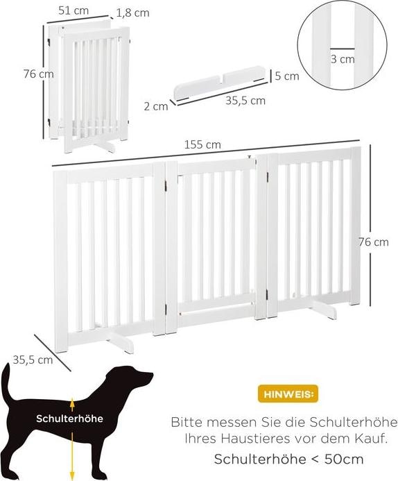 Immagine prodotto Swisshandel24 Recinto di sbarramento in legno Recinto di protezione per cani indipendente Recinto per cani (1.50 cm)