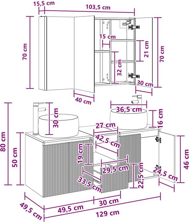 Produktbild vidaXL Badezimmerschrank-Set