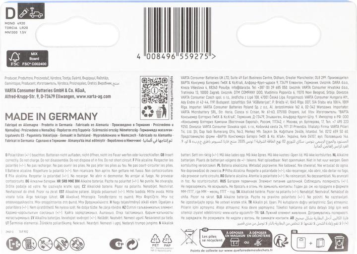 Produktbild Varta Longlife Power (4 Stk., D, D / LR20 / Mono / R20, 16500 mAh)