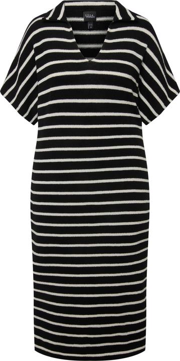 Image du produit Ulla Popken Robe midi en maille, manches courtes et col chemise. Rayures. (50, 52)