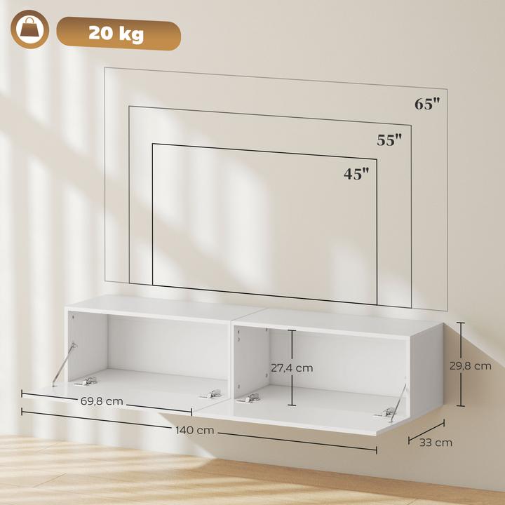 Produktbild Homcom TV Schrank Spanplatte Weiss (33 x 33 x 29.80 cm)