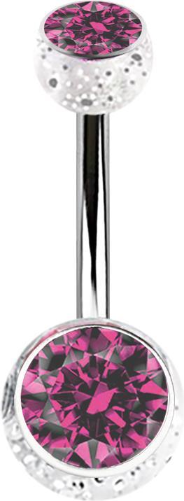 Immagine prodotto Star Piercing Banana argento con due sfere glitterate rosa cristallo trasparente (Materiale sintetico, senza ottone, Acciaio chirurgico 316L)