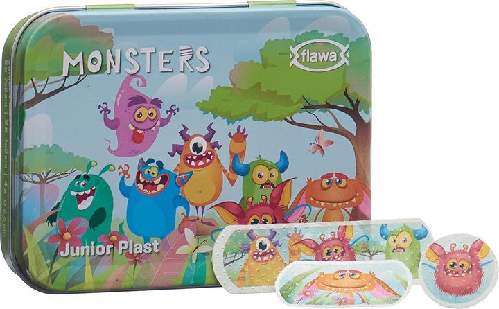 Actual product image Flawa Junior Plast Strips Monsters Tin Box (20 x)