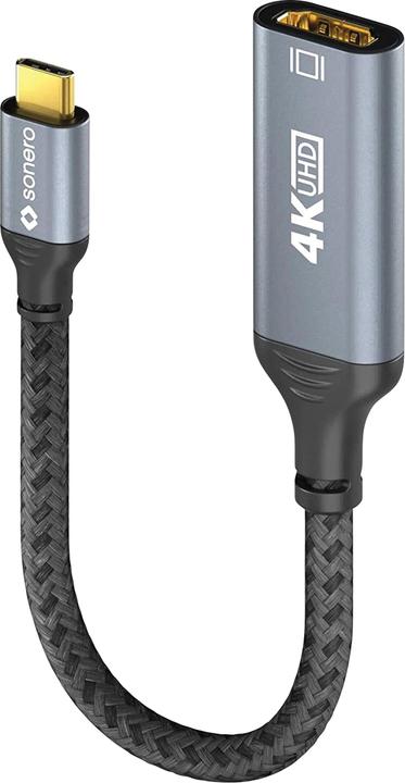 Produktbild Sonero USB-C/HDMI-Adapter, 4K60, 18Gbps, Stecker/Buchse, grau/schwarz, 10 cm (HDMI, 15 cm)