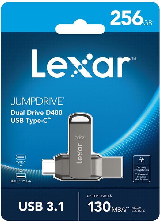 Immagine prodotto Lexar UNITÀ DI MEMORIA FLASH USB3.1 256G/D400 LJDD400256G-BNQNG (256 GB, USB-A, USB-C)