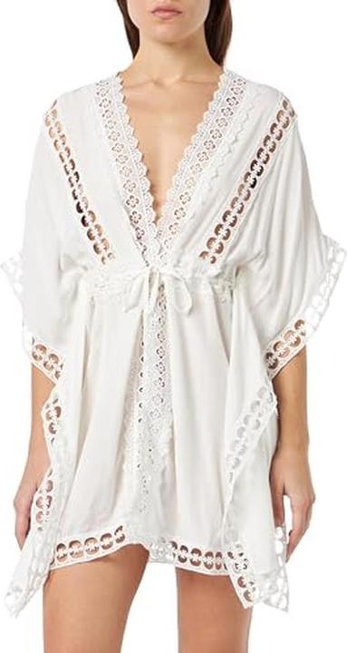 Aleva Women's Kimono with Eyelet Details, Waist Tie, and Wide Sleeves (S)