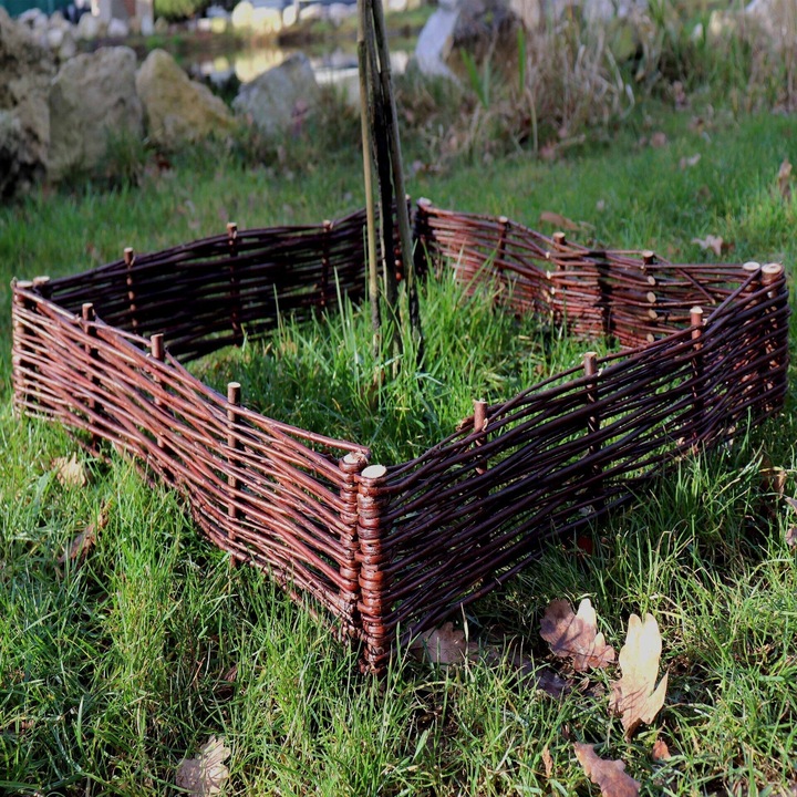 Produktbild Aquagart 4 Beeteinfassungen aus Weide 10x50cm I Beetbegrenzung /Weidenzaun zur Beetumrandung Rasenkante (50 cm)