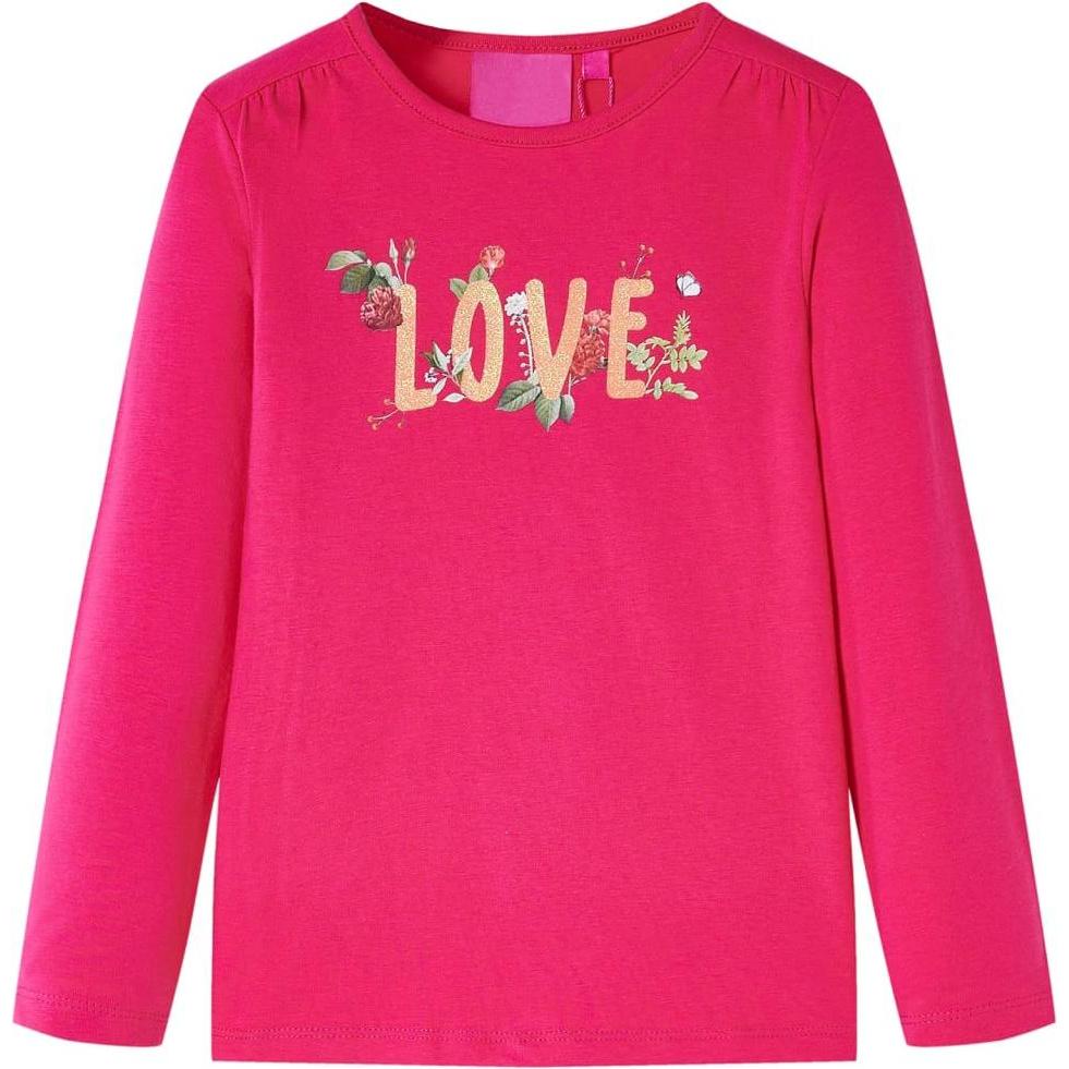VidaXL, Jungen, Shirt, Kinder-Langarmshirt Knallrosa 128,Material: 95 % Baumwolle, Rosa, (128)