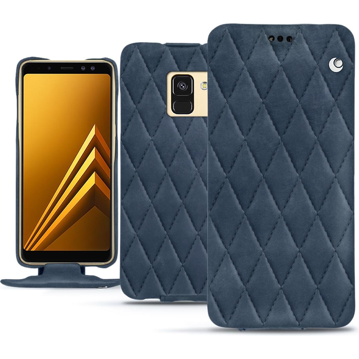 Thumbnail - Noreve Lederschutzhülle vertikal (Samsung Galaxy A8+), Smartphone Hülle, Blau