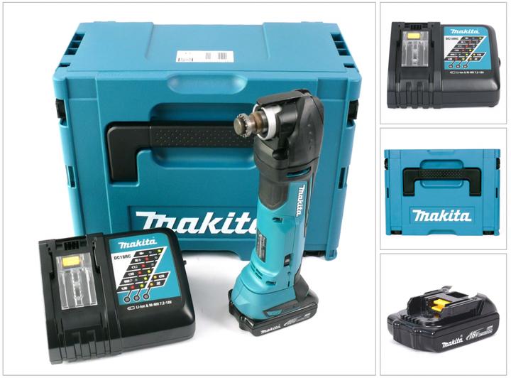 Makita DTM 51 18V Li-ion Akku Multifunktion Werkzeug, 1 x BL 1815 N 18 V Akku 1,5 Ah, 1 x DC 18 RC Makita Ladegerät, MAKPAC 3 mit passender Einlage für DTM 51