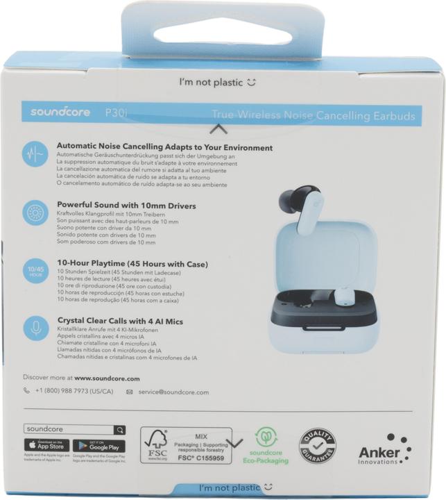 Image du produit soundcore Écouteurs intra-auriculaires P30i Blue A3959Z31 (ANC, 10 h, Sans fil)