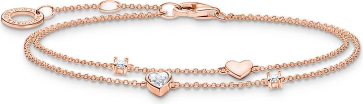 Immagine prodotto Thomas Sabo Bracciale con cuori e pietre bianche in oro rosa (19 cm, Argento 925)