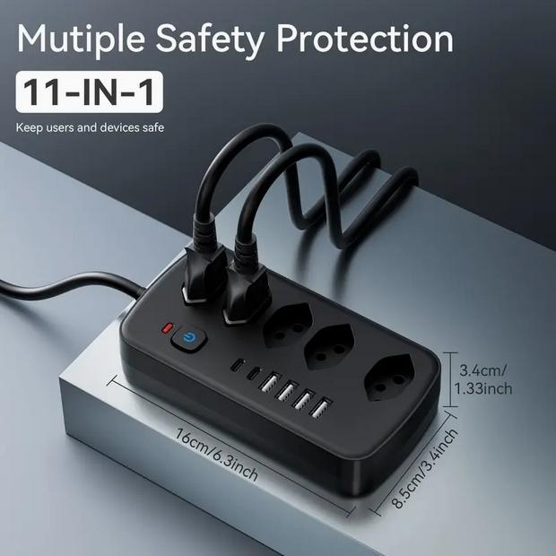 Produktbild PhoneLook 11-in-1-Steckdosenleiste (11 x, USB-A, USB-C)