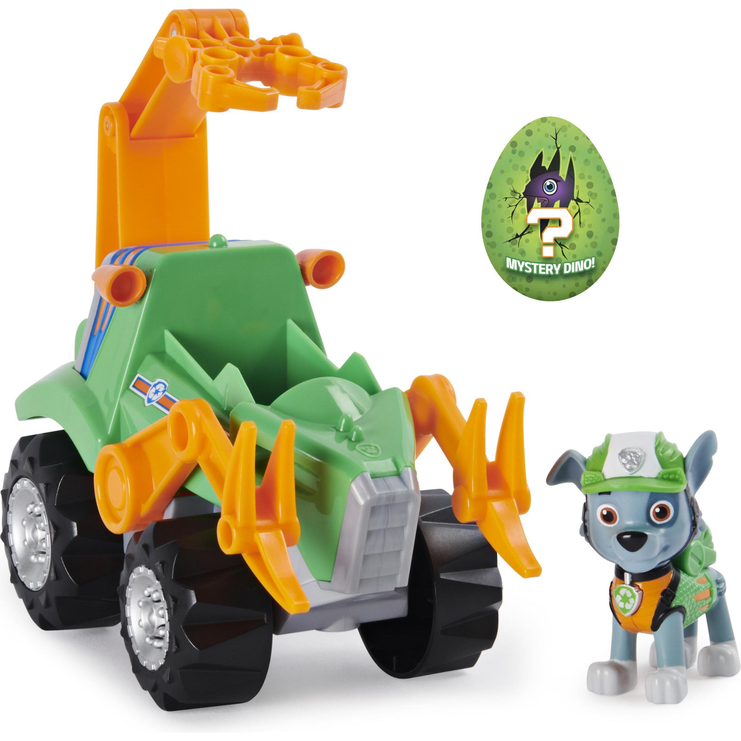 Spin Master Multicolore Paw Patrol Dino Rescue, Veicolo Di Lusso A Vento Di Rocky Con Figura Di Dinosauro A Sorpresa