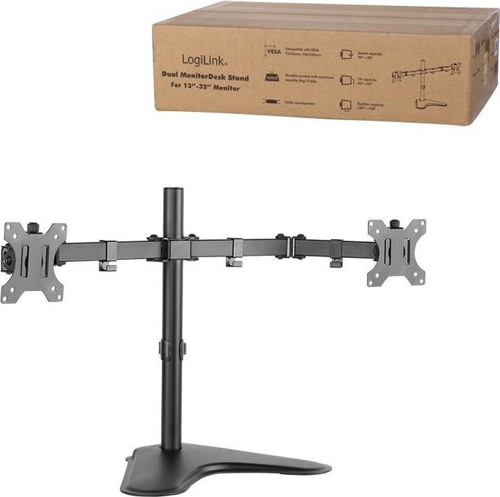 Produktbild LogiLink 2-fach Monitor-Schreibtischständer (Tisch, 32", 8 kg)