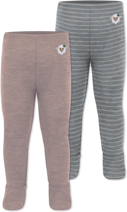 Normani 2er Pack Baby Merino Unterhose mit Füssen - 9539