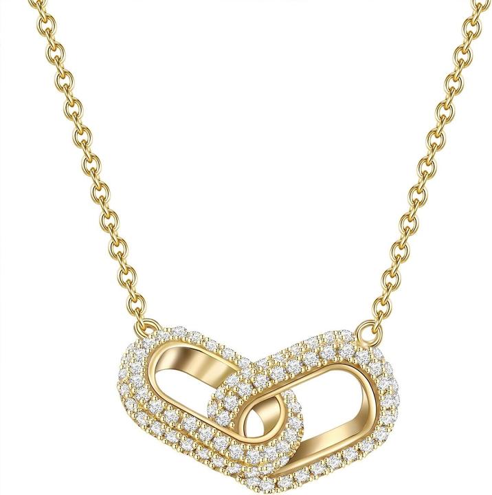 Immagine prodotto Glanzstücke München Catena da donna in argento sterling con zirconi in oro giallo 40,0 cm di base + 5,0 cm di (Argento, 40 - 45 cm)