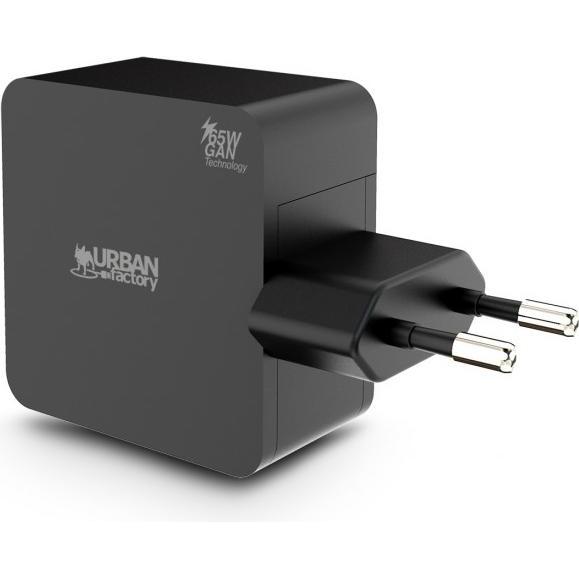Thumbnail - Urban Factory 65watts USB-C Wall Charger With Gan Technology - 1x USB-C Input (65 W), USB Ladegerät, Schwarz