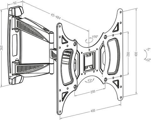 Actual product image Hagor WH-Synchron 41, 100 x 100 mm, 400 x 400 mm, -2 - 10°, -90 - 90°, Steel, Black