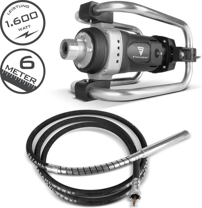 Stahlwerk concrete compactor 1,600 watt vibrating bottle Ø 45 mm set 600 cm long