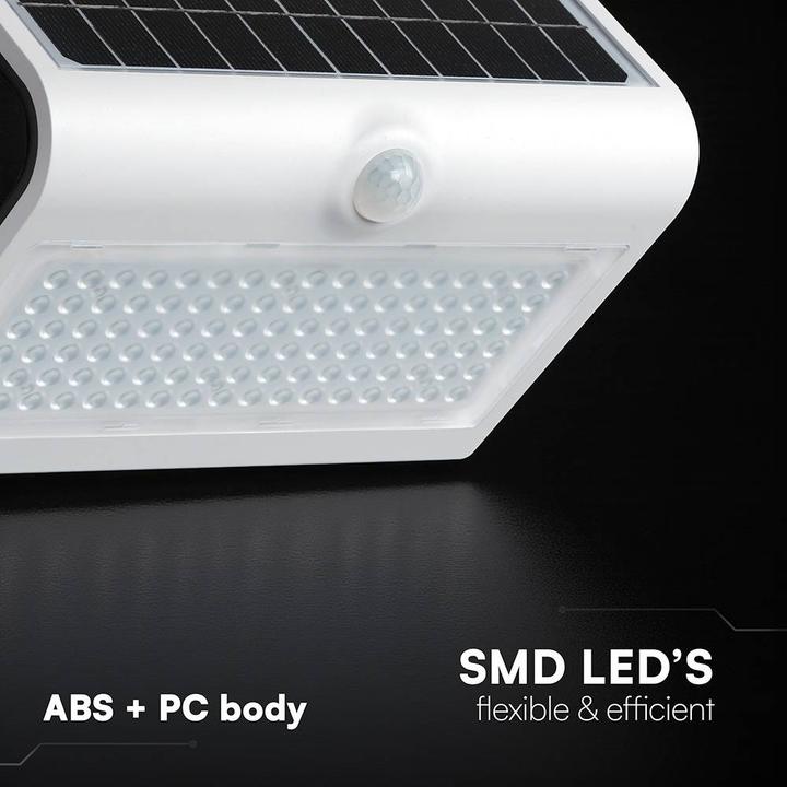 Image du produit V-TAC VT7677 Applique murale solaire à LED 6,8 WBlanc naturel, corps blanc et noir (800 lm, IP65)