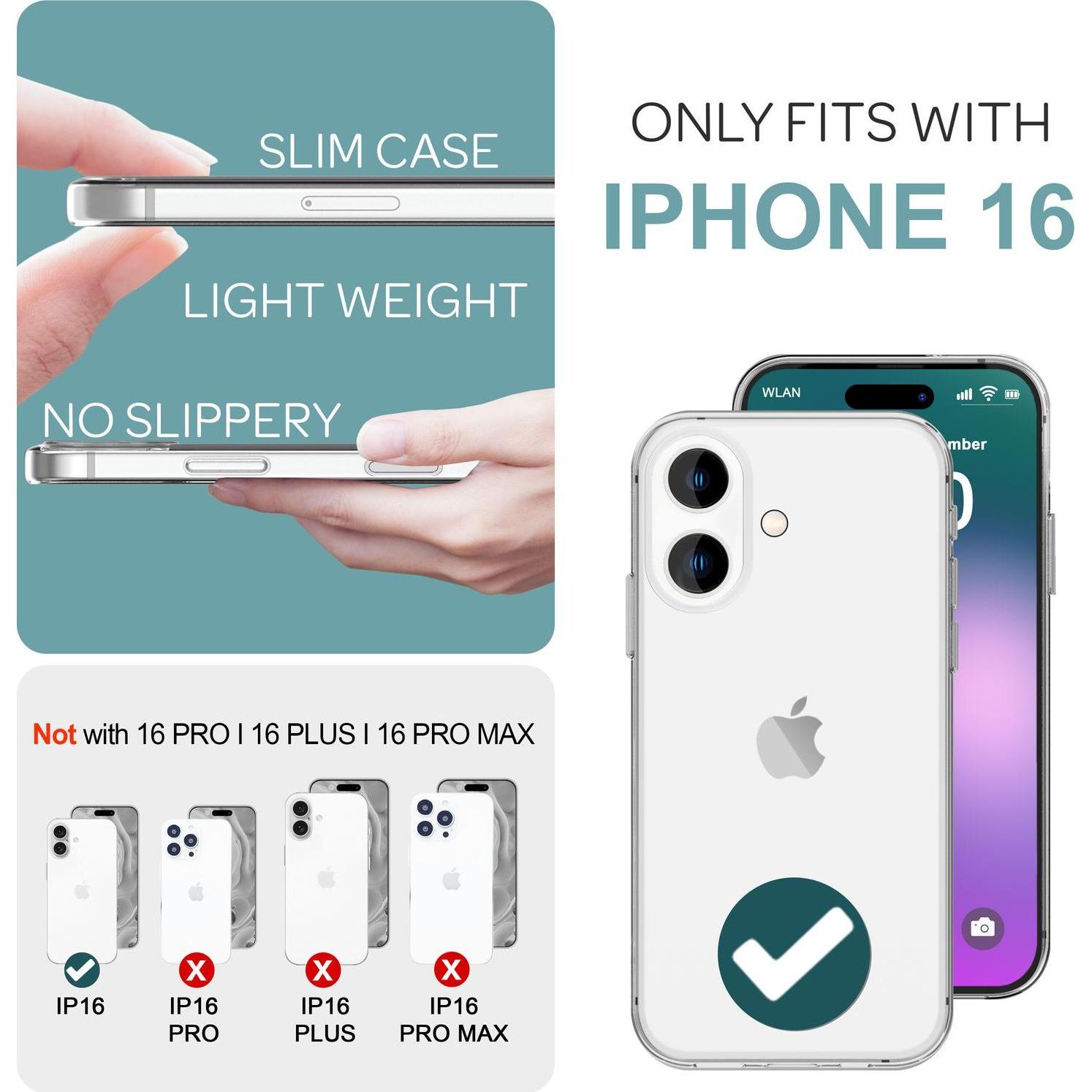 Thumbnail - Nalia Klare Transparente Silikon Hülle (Apple iPhone 16), Smartphone Hülle, Transparent