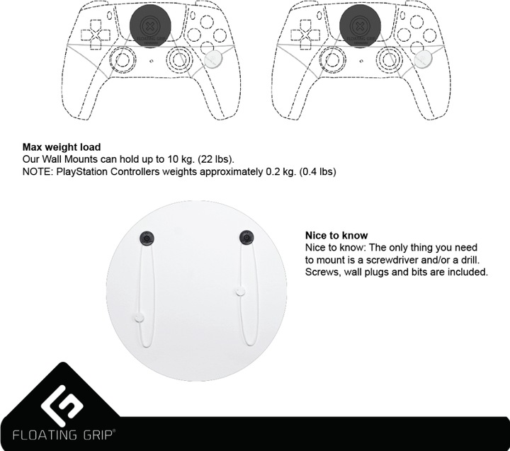 Actual product image Floating Grip Playstation 5 Wall Mounts by (PS5)