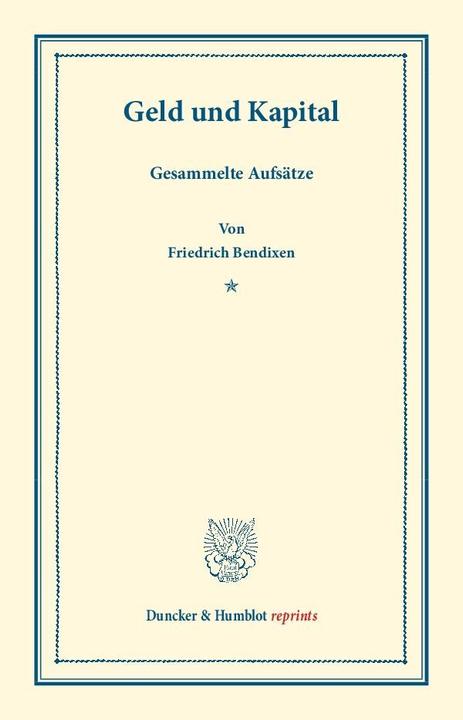 Produktbild Geld und Kapital (Deutsch, Friedrich Bendixen, 2013)