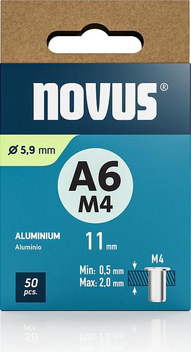 Produktbild Novus Nietmutter A6 M4, L: 10.5 mm Alu