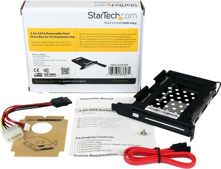Actual product image StarTech 6.35cm 2.5 inch SATA removable frame for PC expansion slot