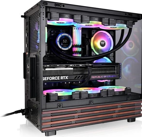 Produktbild Thermaltake View 270 Plus WS ARGB (schwarz/holz, Tempered Glass x 2, Holz-Struktur) (mATX, Mini-ITX, ATX, E-ATX)