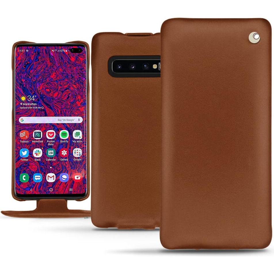 Thumbnail - Noreve Lederschutzhülle vertikal (Samsung Galaxy S10 5G), Smartphone Hülle, Braun