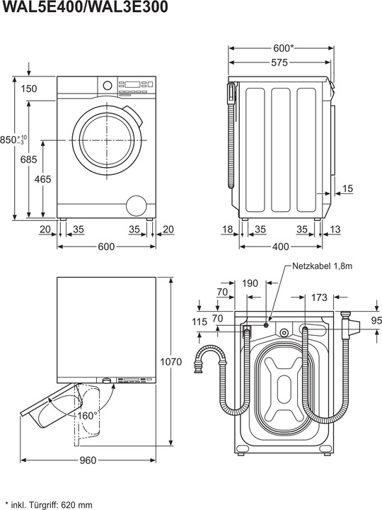 Produktbild Electrolux WAL3E300 (8 kg, Links)