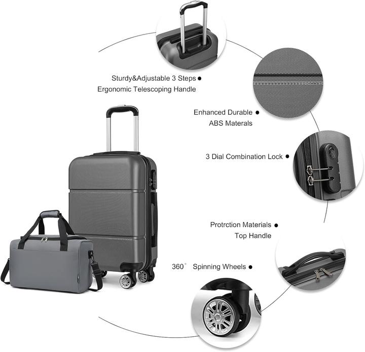 Actual product image Kono Gepäck-Set, 2-teilig Kabinenkoffer mit Reisetasche