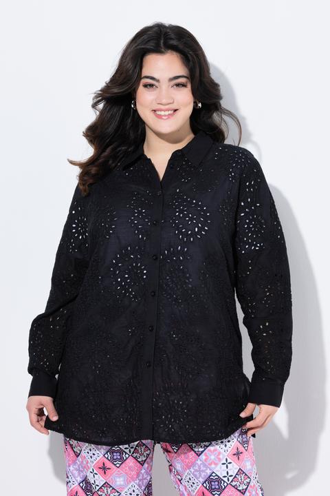 Actual product image Angel of Style Bluse, A-Linie, Lochstickerei, Langarm (48)